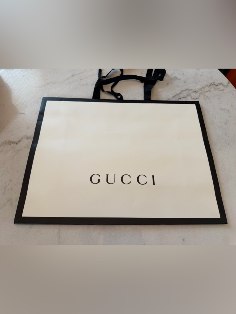 Gucci Cream and Black Logo Shopping Bag